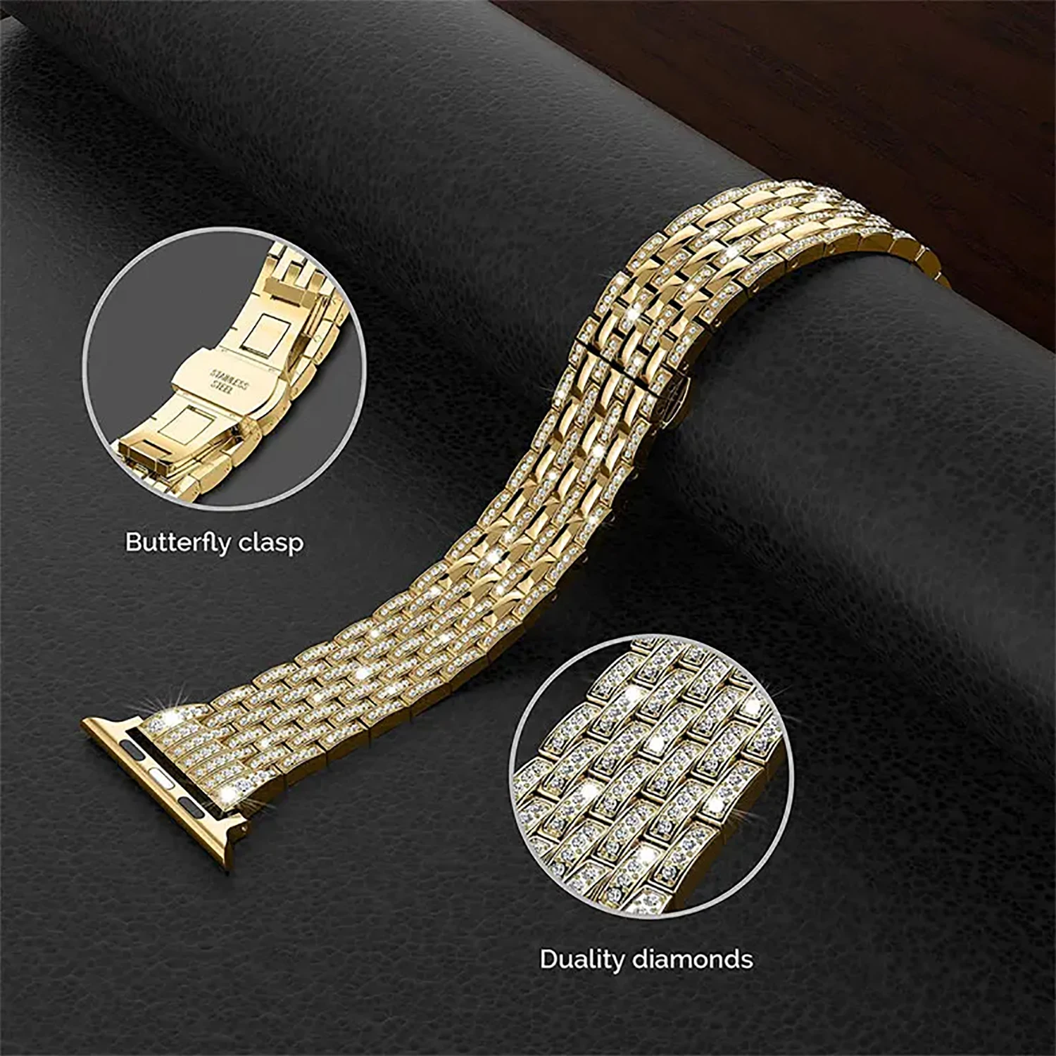 Diamond Bracelet Strap For Apple Watch Ultra 2 49mm Metal Women Band For iWatch 9 8 7 6 SE 5 4 3 38mm 40mm 42mm 44mm 41mm 45mm