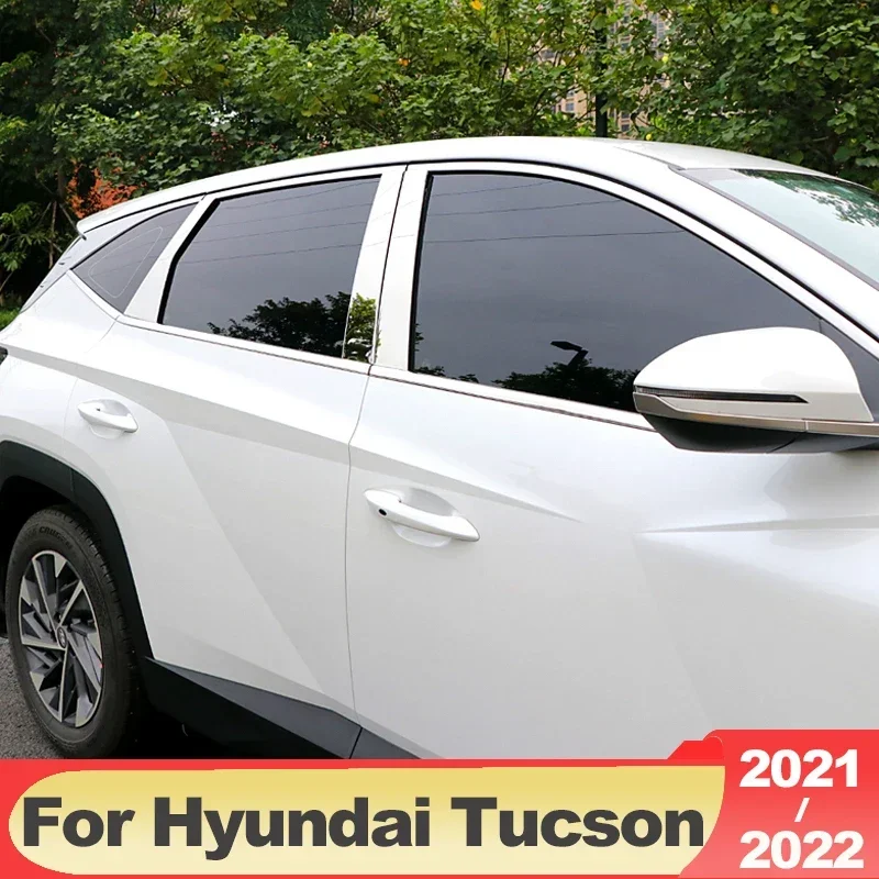 car accessories For Hyundai Tucson Nx4 2021-2023 2024 Hybrid N Line Window Pillar Posts Cover Strips Stickers Exterior Adornment