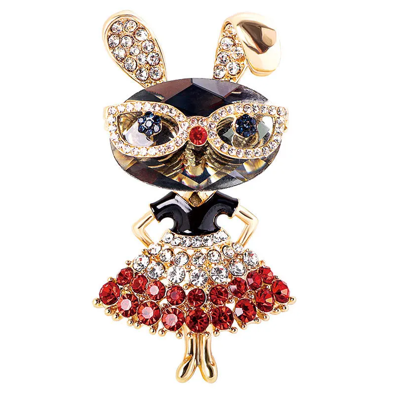 Wear Dress Rabit Brooches For Women 2-Color Sparking Rhinestone Beauty Animal Buny Brooch Pins Lovers Jewelry Gifts Accessories