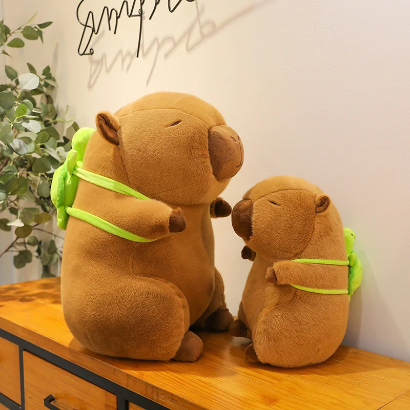 Capybara Super mignon avec sac à dos tortue, poupée en peluche Capibara géante Kawaii, Animal en peluche, jouets cadeaux d'anniversaire pour enfants