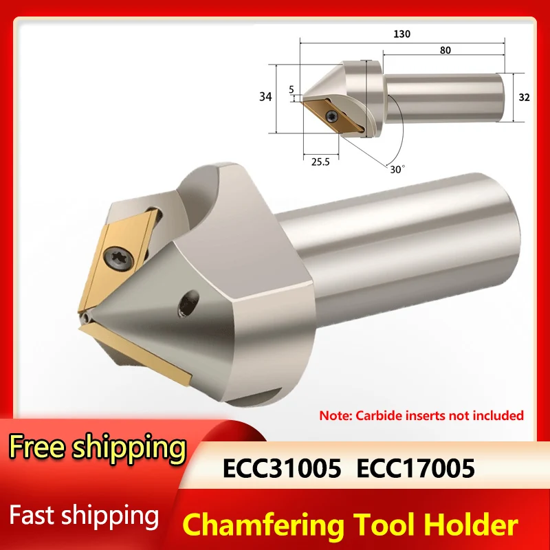 

Long Edge Chamfering Cutter Bar ECC17005 ECC31005 30 45 60 Degrees Large Aperture Installation XCET170404 CNC Chamfering Tool
