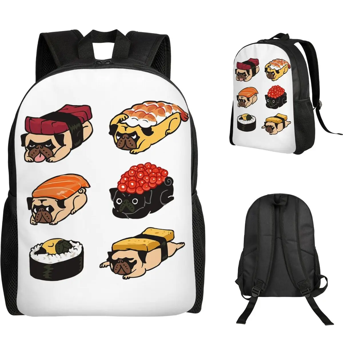 

Суши-мопс, студенческий рюкзак, школьная сумка, походный дорожный рюкзак для мужчин и женщин, модная сумка для книг, сумки на плечо
