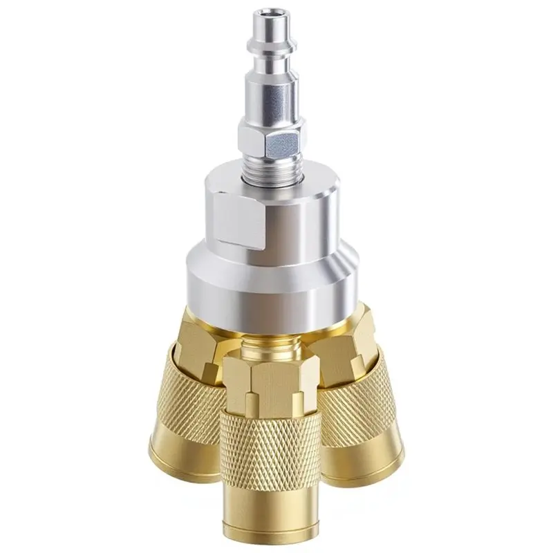 

ABKU-Industrial Air Manifold 1/4" NPT 3-Way Air Splitter Brass Hose Connector Fitting Compressor Accessory