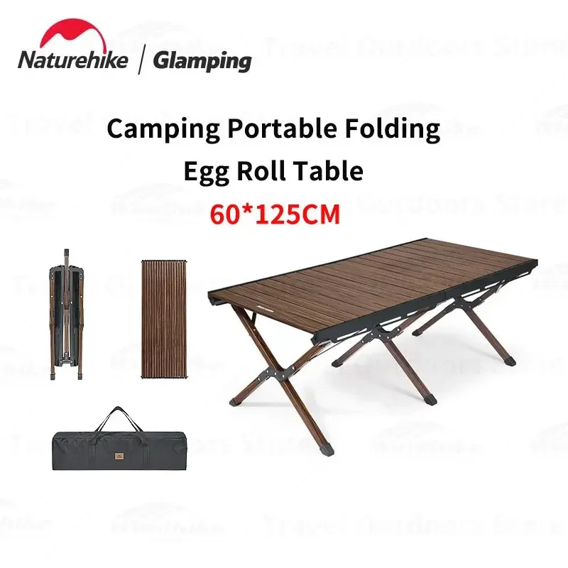 Naturehike Outdoor Widens Picnic Table Camping BBQ Table Portable Fold Egg Roll Aluminum Barbecue with Storage Bag Ultralight