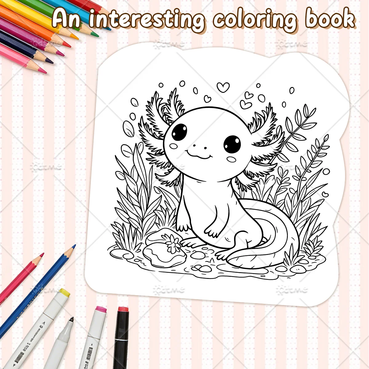 Niedliches Axolotl-Malbuch für Erwachsene, niedliche, gemütliche tägliche Aktivitäten, unregelmäßige Muster zur Entspannung (Cozy Spaces Coloring) – Detail 4