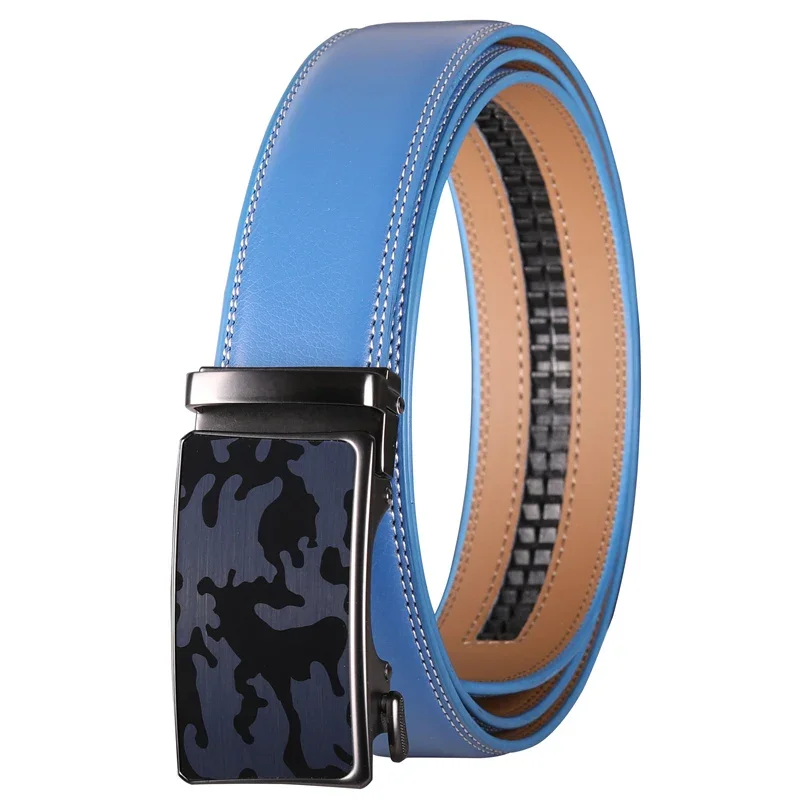 2026 Fashion Leather Belts For Men Luxury Designer Brand Blue Western Automatic Buckle Belt Male Casual Dress Luxe Homme B357