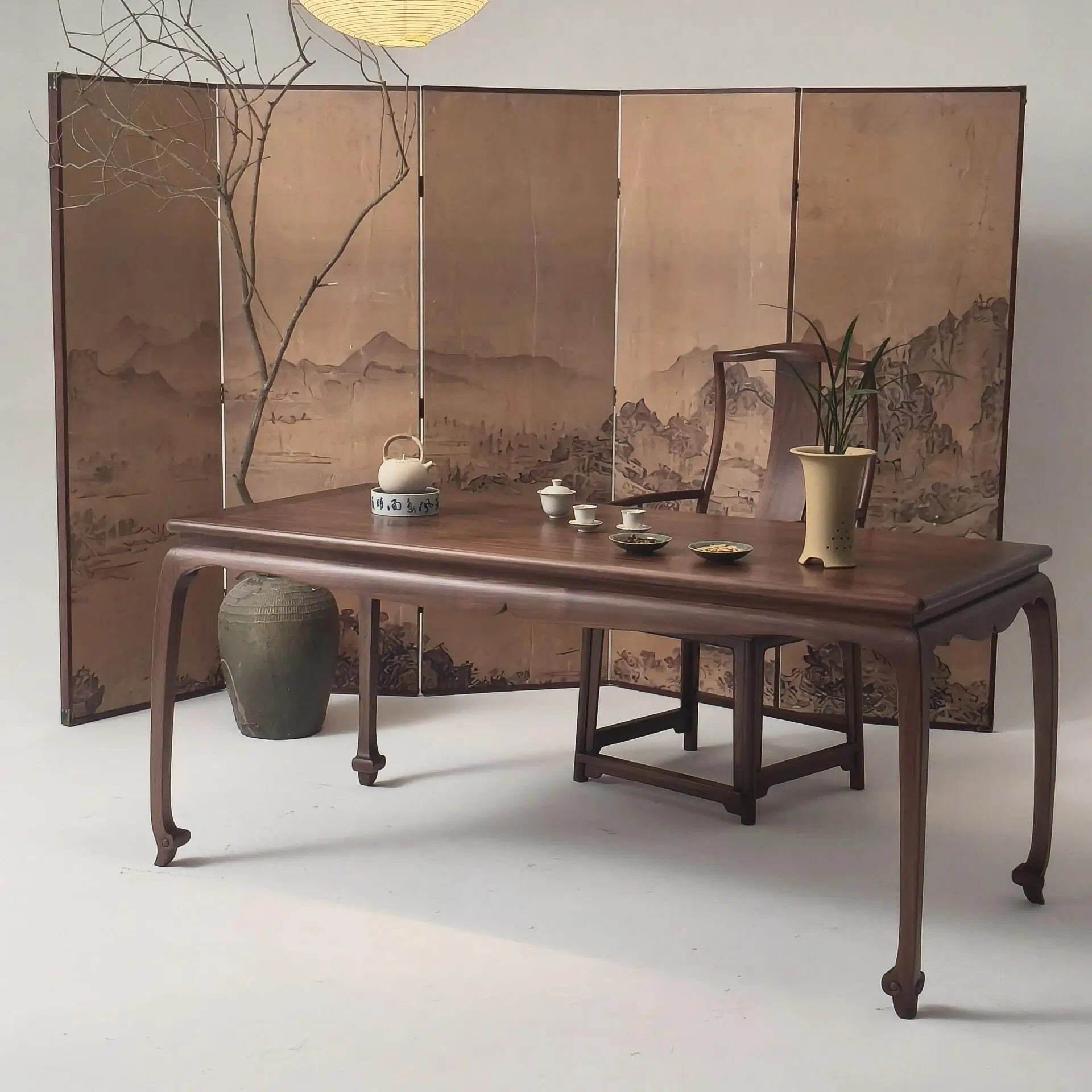 

Black walnut ash wood tea table chair living room home