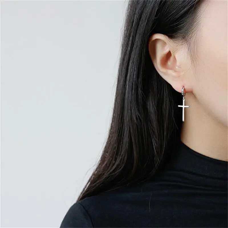 XIYANIKE Simple Cross Drop Dangle Hoop Earrings For Men Women New Fashion Trendy Unisex Jewelry Gift Party серьги 2022