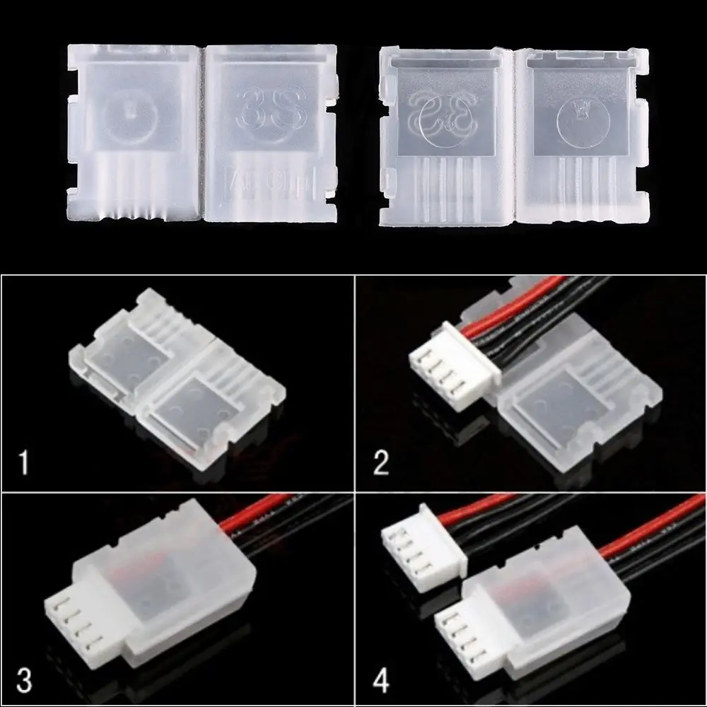 5 uds 2S 3S 4S 5S 6S AB JST-XH protección de cabeza equilibrada protectores de enchufe de equilibrio plástico transparente AB Clip Protector de conector de clavija