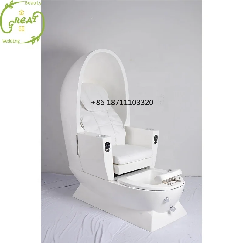 Nail Salon Manufactures White Modern No Plumbing Foot Egg Shape Spa Massage Pedicure Chair