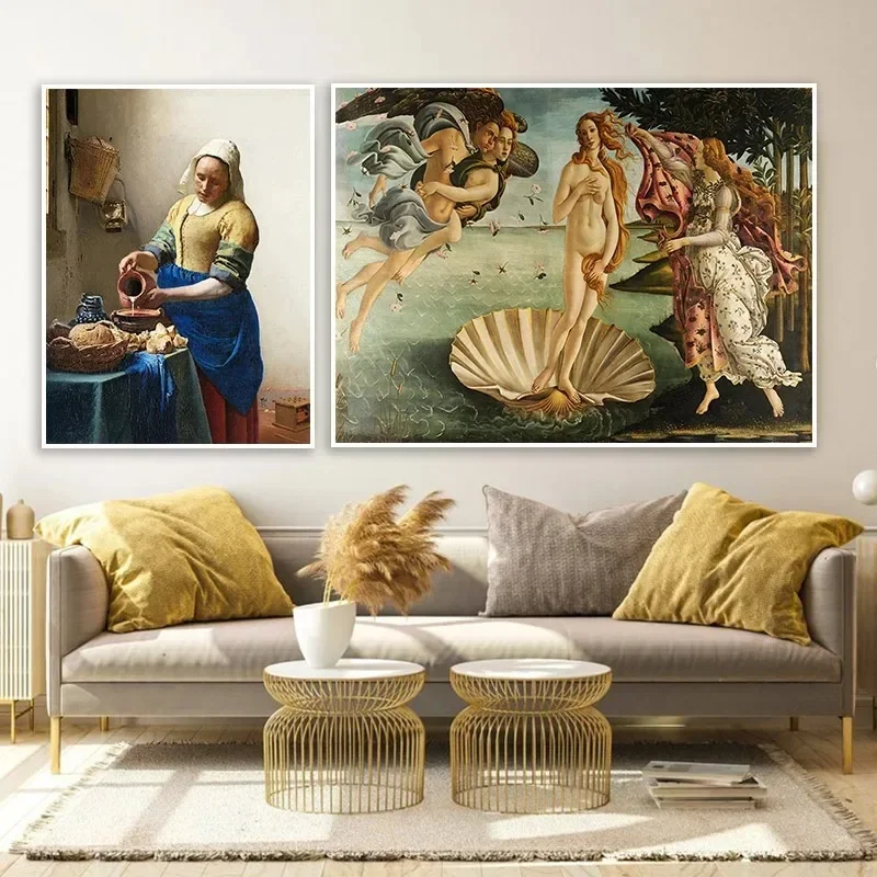 فن جداري كلاسيكي عتيق ، لوحات زيتية عصر النهضة ، ملصقات مطبوعات قماشية عالية الدقة ، ديكور غرفة المعيشة وغرف النوم في المنزل