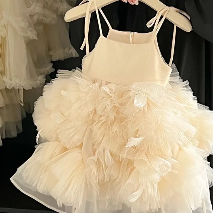 Korean Children Clothing Girls Summer Princess Dress High-end and Stylish Baby Mesh Dress Children Princess Fluffy Dress