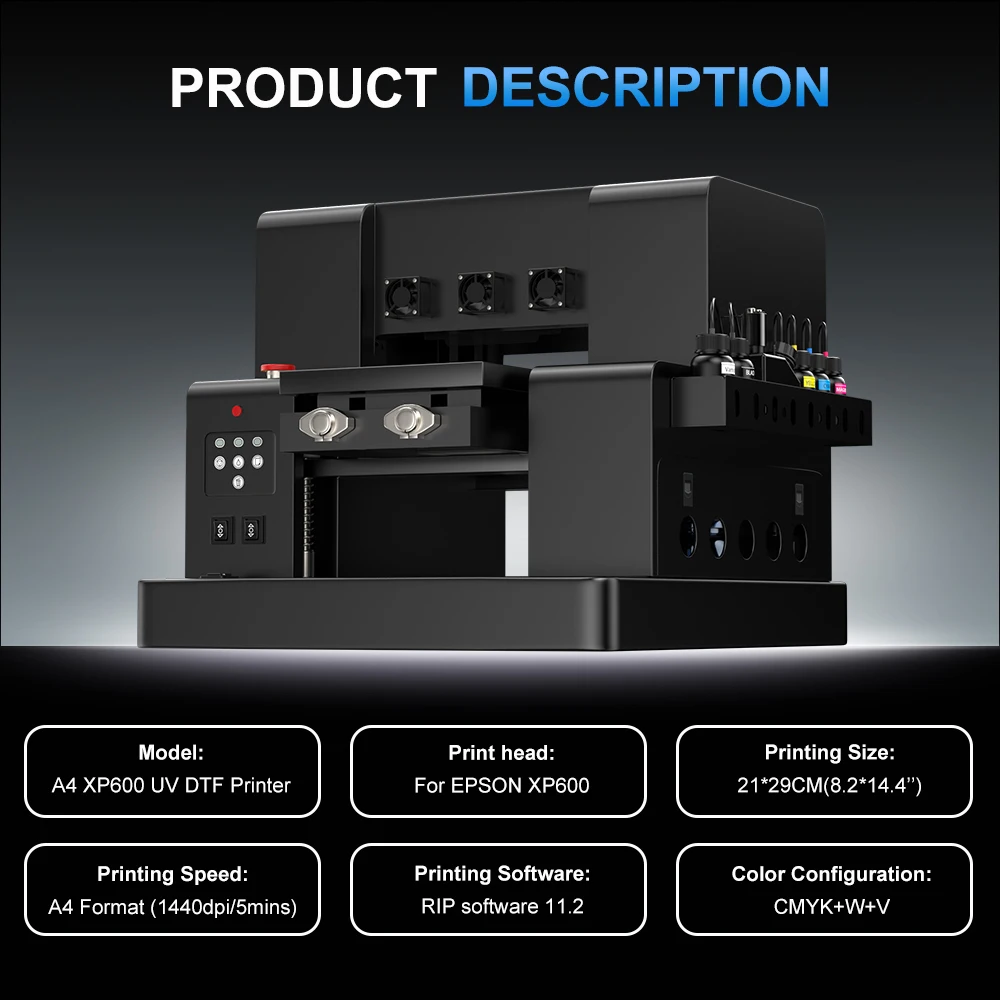Colorsun A4 UV Printer XP600 Impressora A4 UV DTF Flatbed Printers UV DTF Sticker Printing Machine For Acrylic Wood Bottle Metal
