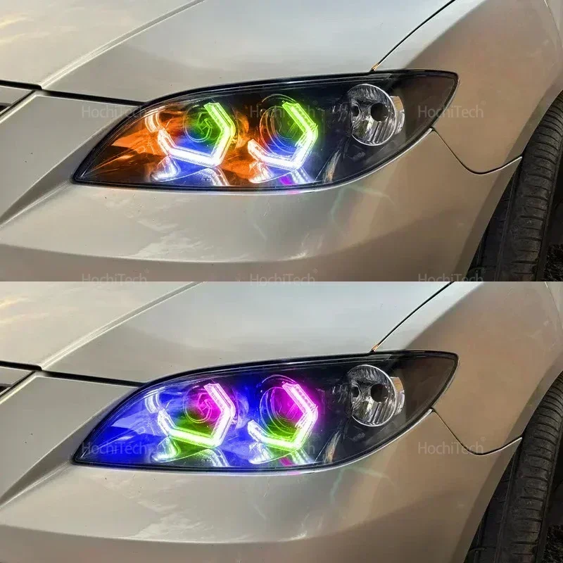 لمازدا 3 Mazda3 BK سيدان هاتشباك 2003-2008 قابلة للعب متعدد الألوان ضوء LED عيون الملاك خواتم عدة مع APP التحكم DRL