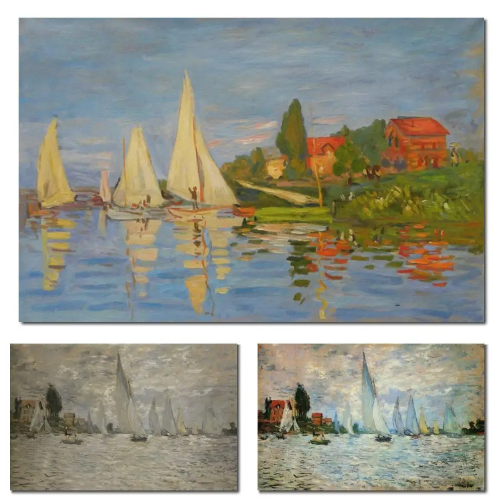 Claude Monet paisaje Regata Argenteuil pintura al óleo pintada a mano sobre lienzo obra de arte para decoración de comedor