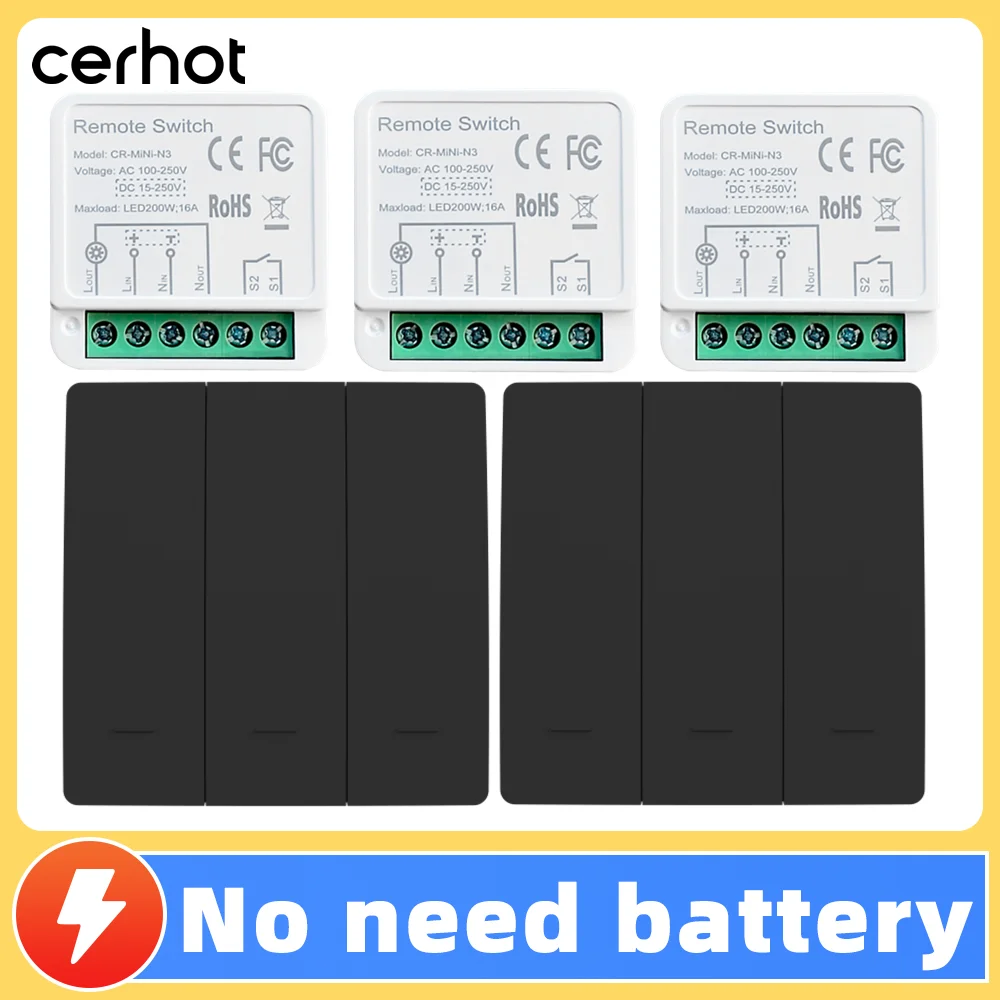 

Cerhot умный дом черный беспроводной переключатель с автономным питанием для освещения комплект кинетических переключателей дистанционные выключатели света беспроводная кнопка