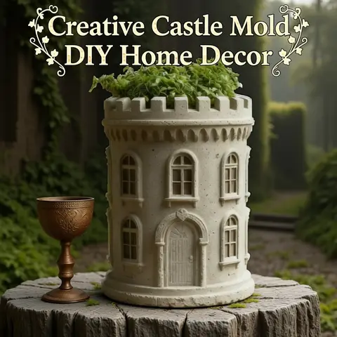 Castle Candle Cup Silicone Mold DIY Handmade Concrete Plaster Candle Jar Flowerpot Epoxy Resin Molds Home Décor