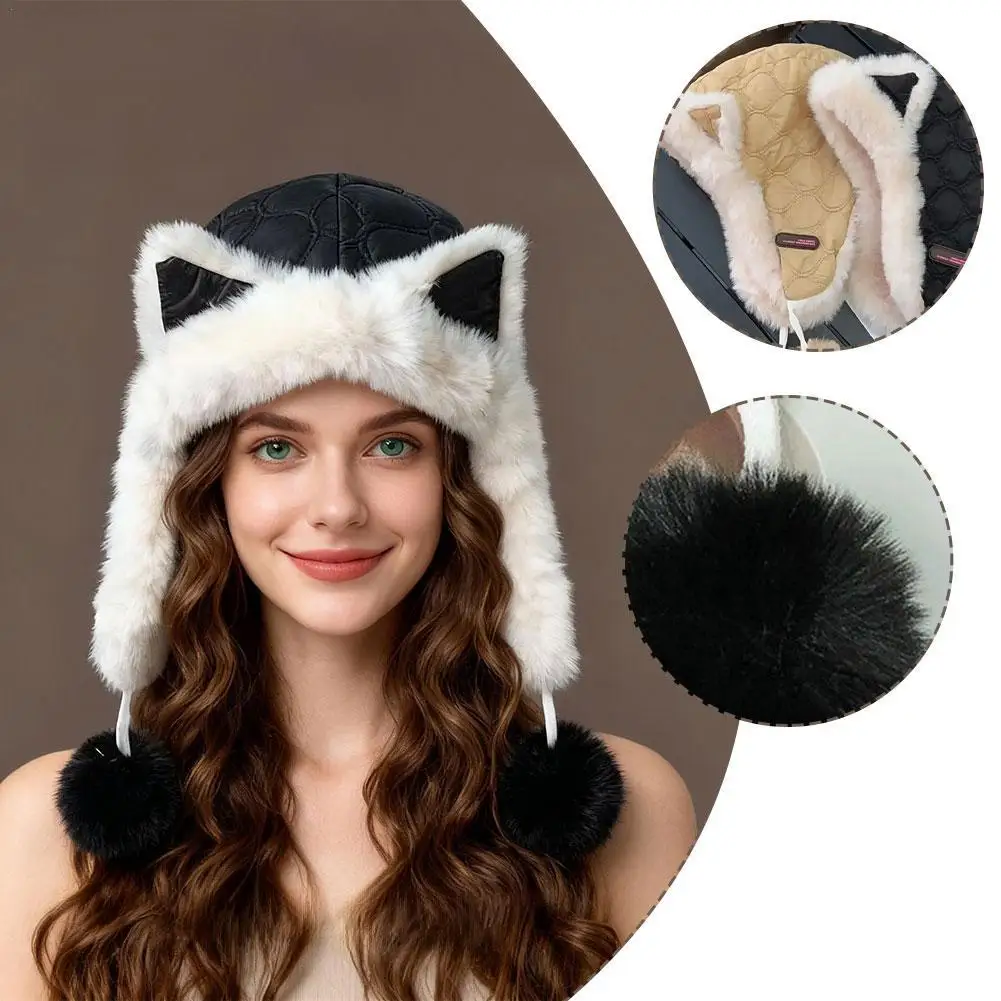 الأذن أفخم قبعة للنساء سميكة الدافئة المألوف تنوعا جديد دافئ سدادات حماية الأذن الشعر الكرة برهان شمال شرق ليو فنغ القبعات #1