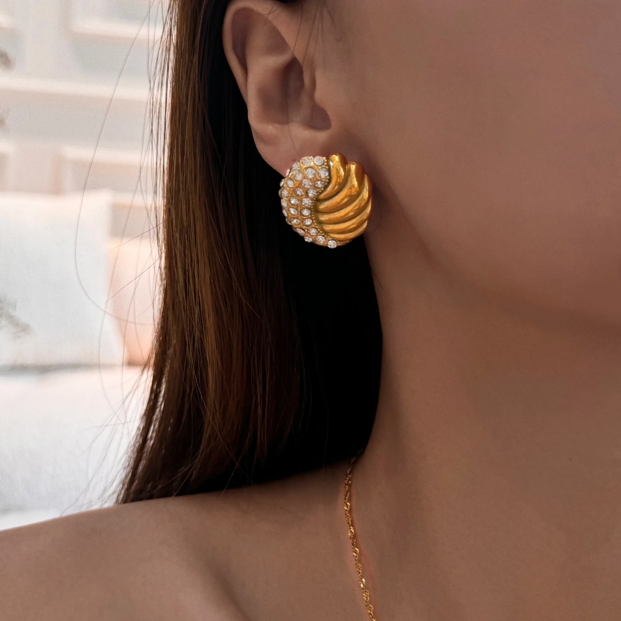 18k Gold Plated Tarnish Free Stainless Steel Iced Out Colorful Zircon Wing Egg Stud Earrings for Women Aretes De Mujer Jewelry image 3