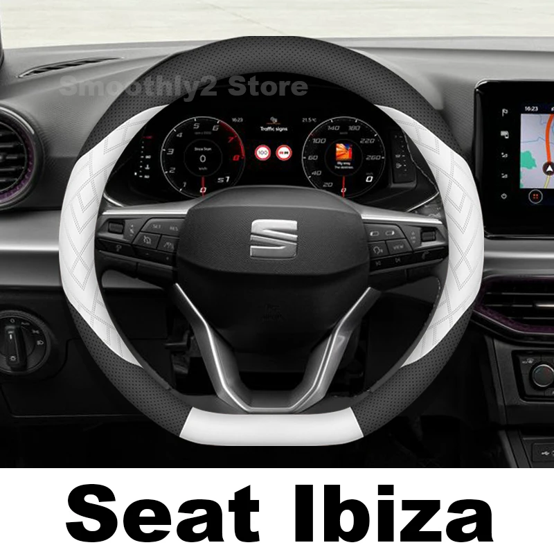 

Leather Car Steering Wheel Cover For Seat Ibiza 2025 2013-2024 wear-resistant Auto Steering Wheel Seat Ibiza Accessories