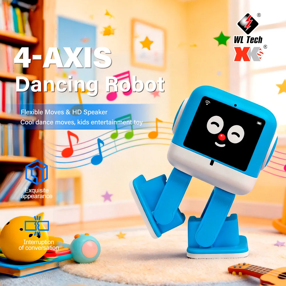 Wltoys Smart AI Robot Toy LCD Display Touch Interactive Educational Robot with Chat Dance Voice Control Kids Learning Companion