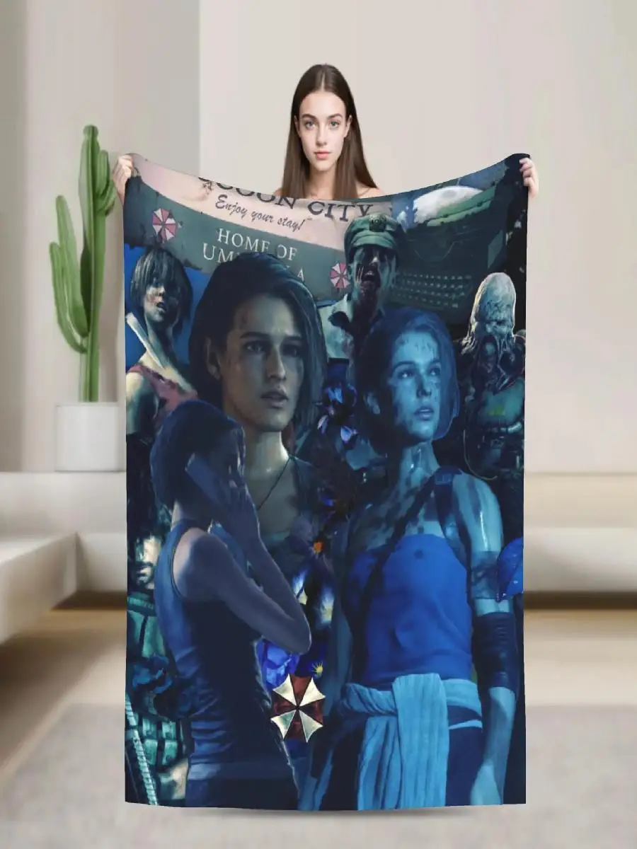 Soft Warm Flannel Blanket Featuring Jill Valentine and Resident Evil Design  Decorative Bed Cover for Home Bedding Throws