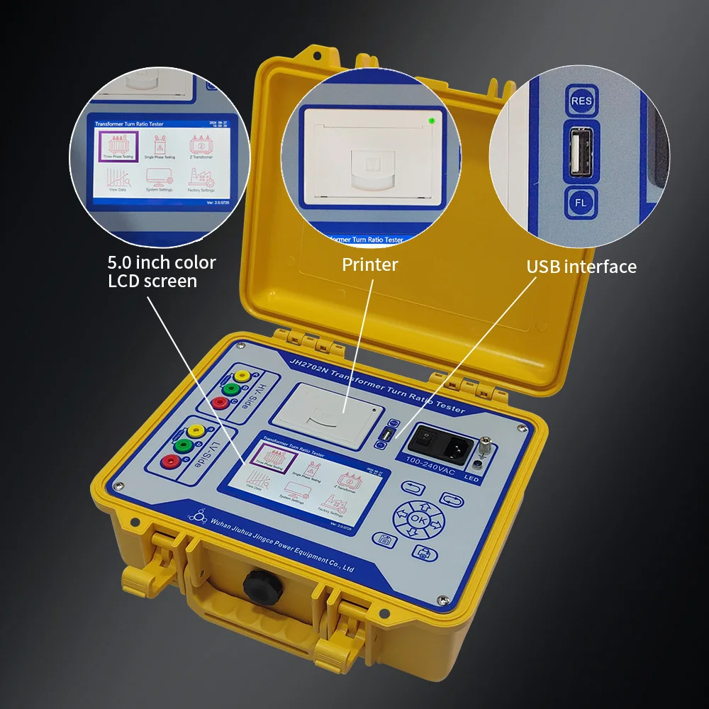 Three Phase Voltage Transformer Ratio Tester Large Display Screen Periodic Turns Ratio Group Meter TTR English/Spanish/Russian