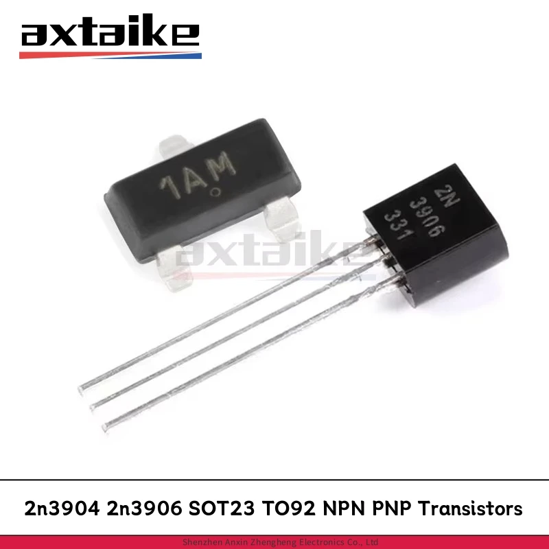 

100PCS 2N3904 2N3906 TO-92 SOT-23 MMBT3904 1AM 7AW MMBT3906 2A 7BW t2A NPN PNP 40V 200mA 0.2A MMBT3904LT1G SMD DIP Transistors