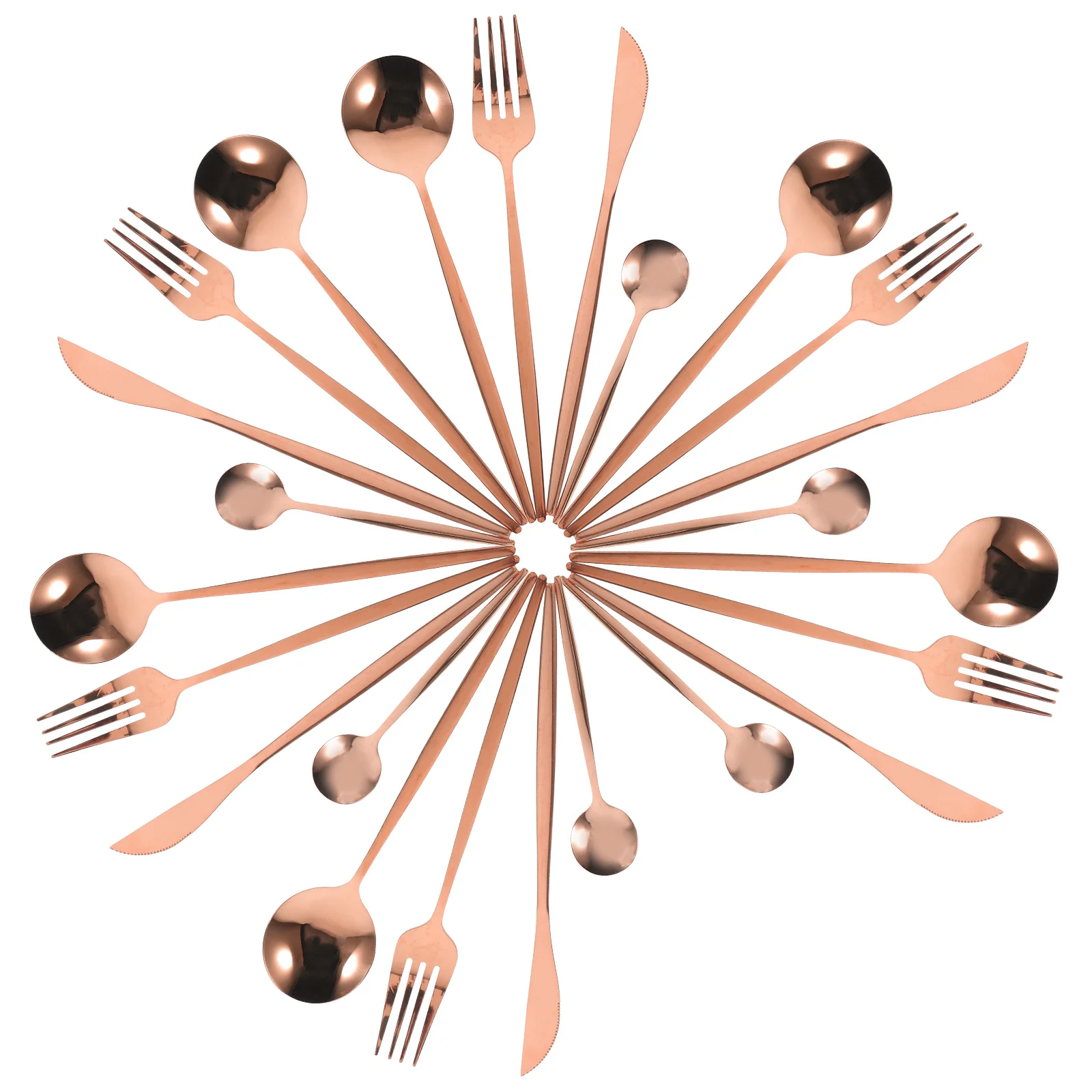 

6 Sets Stainless Steel Cutlery Fork Dessert Forks and Spoons Silverware Kit Rose Gold Party