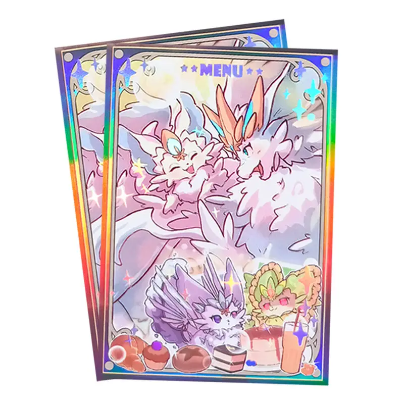 50PCS/PACK Yugioh Purrely Card Sleeves Yu-Gi-Oh! TCG OCG Trading Cards Holographic Flash Protector Case Cover