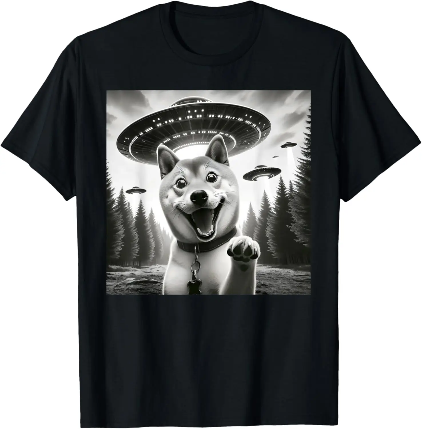

New t-shirt - Shiba UFO Funny Shiba Dog Selfie with UFOs Alien Men Women T-Shirt