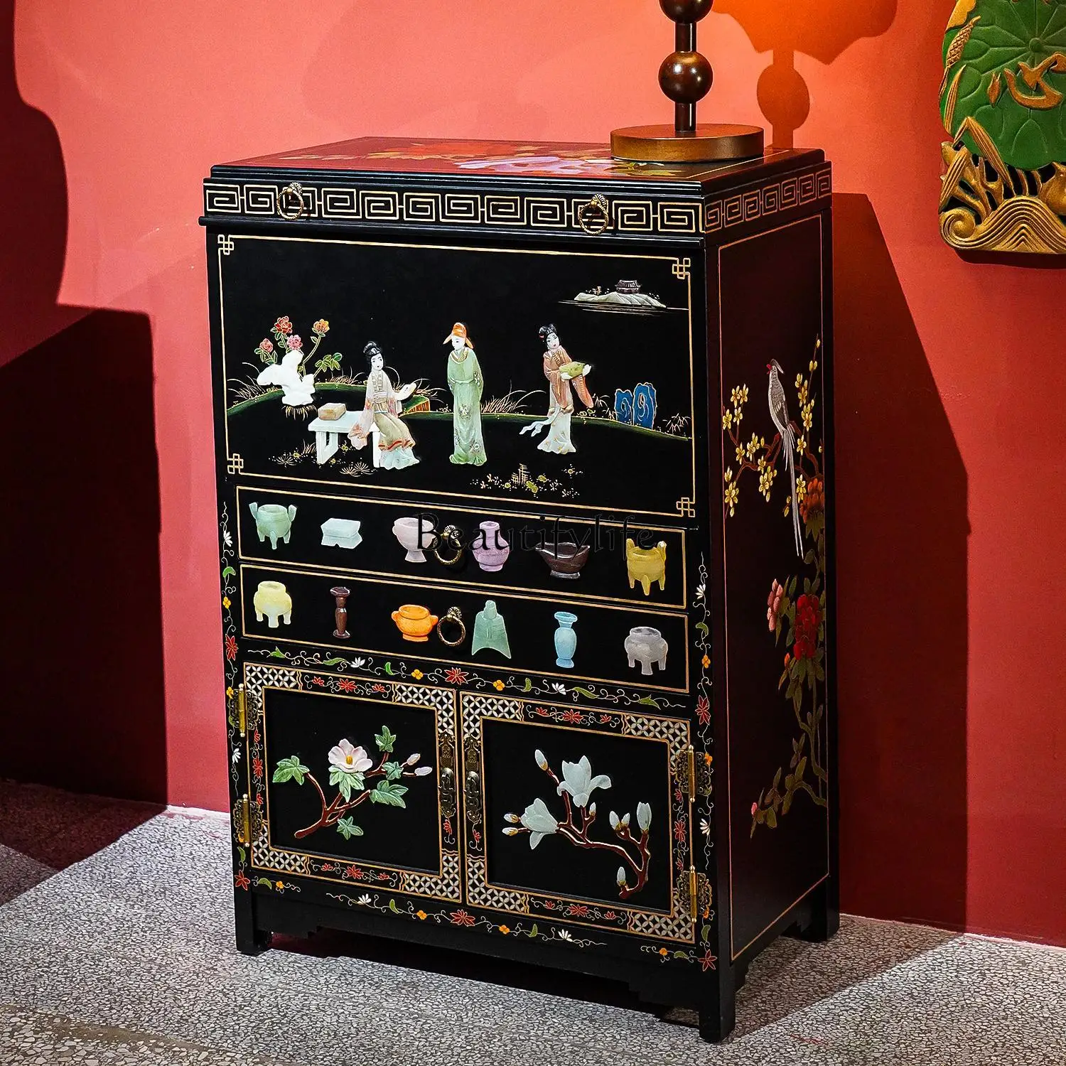 

2025 new Yangzhou paint cabinet flip head cabinet 61 * 34 * 91cm entrance cabinet