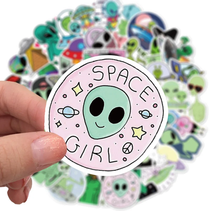 50PCS Cartoon Alien Graffiti Waterproof Stickers Creative Trendy Fridge Skateboard Mug Guitar Helmet Guitar Decoration Stickers