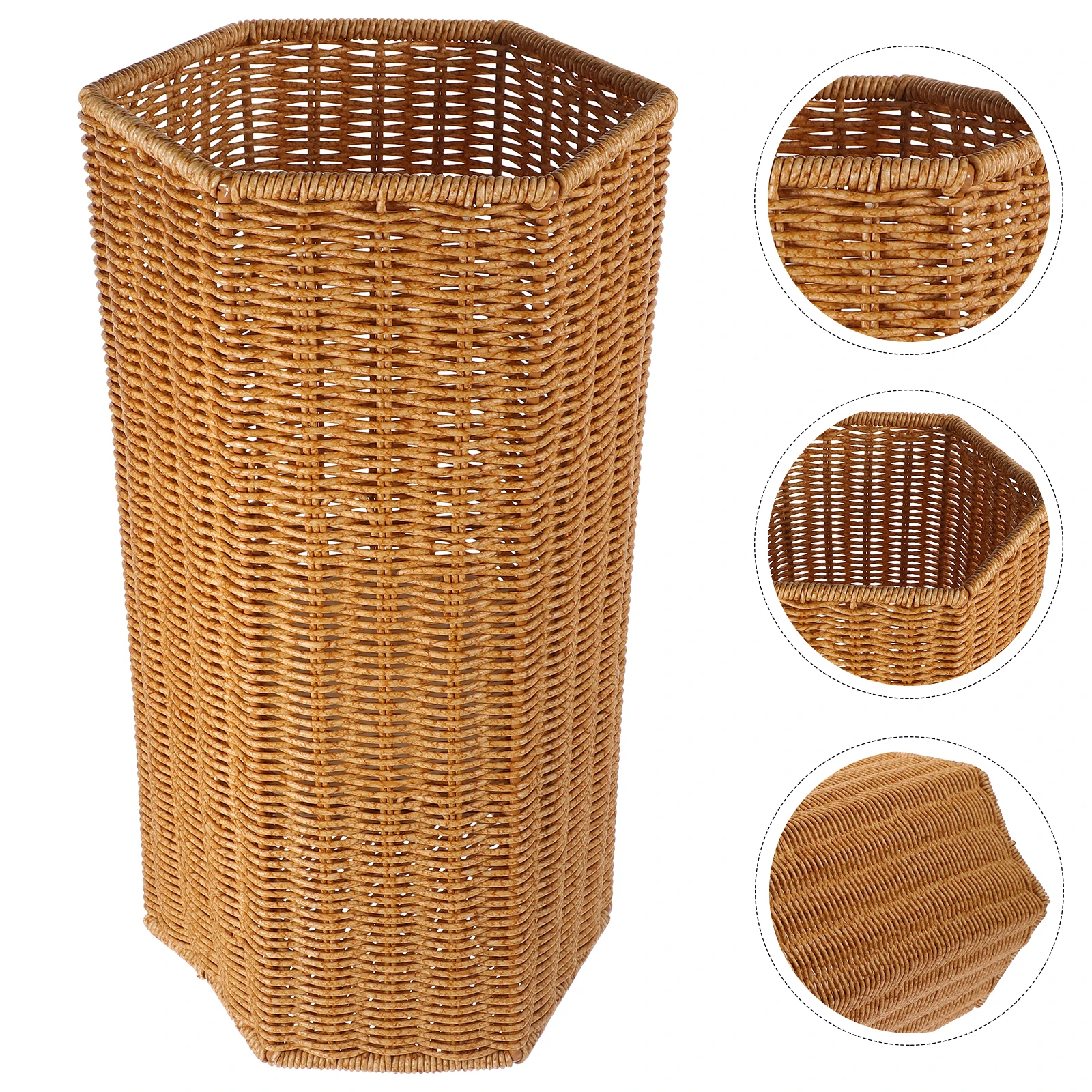 

Umbrella Storage Bucket Plastic Stand Rattan Design Indoor Holder Home Office Use Large Capacity Six Angle Water Collector Yoga