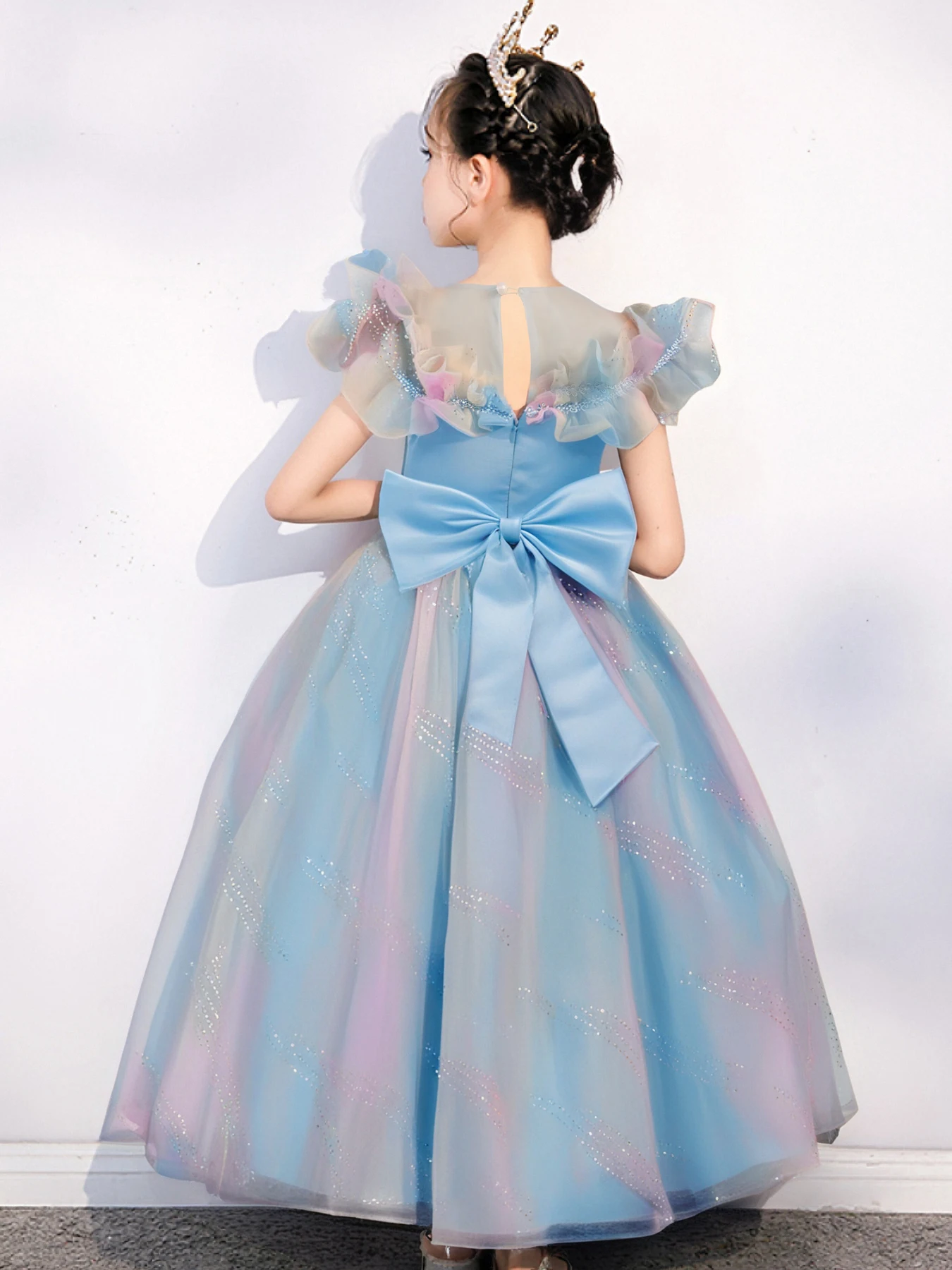 Robe de princesse haut de gamme pour filles, pour mariage, spectacles d'anniversaire, jupe déroutante, vêtements mignons à fleurs pour filles, robe de fête