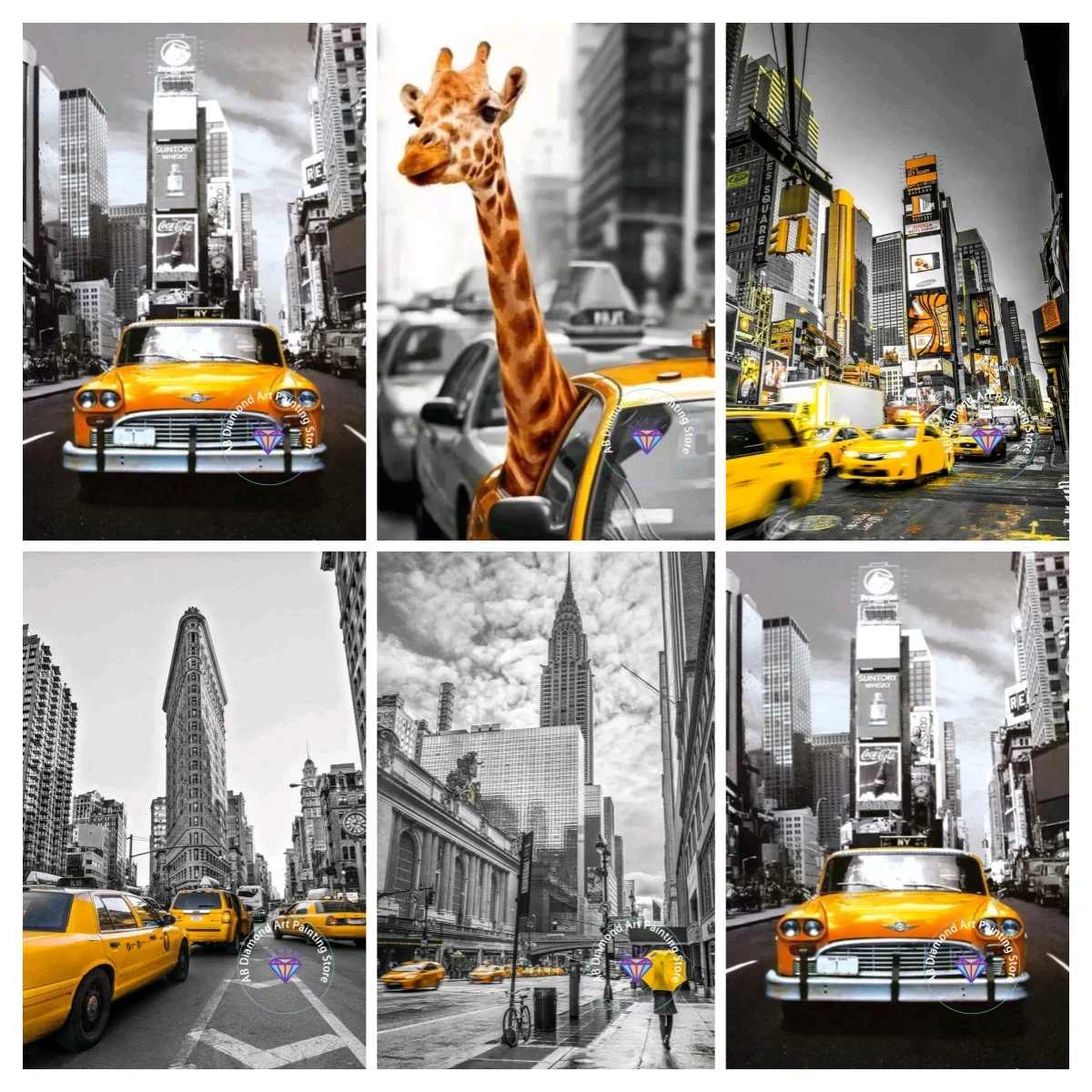 

New York Street Car Plaza AB Diamond Painting Kit Square Round Diamond 5D DIY Mosaic Handmade Art Gift Crafts Home Decoration