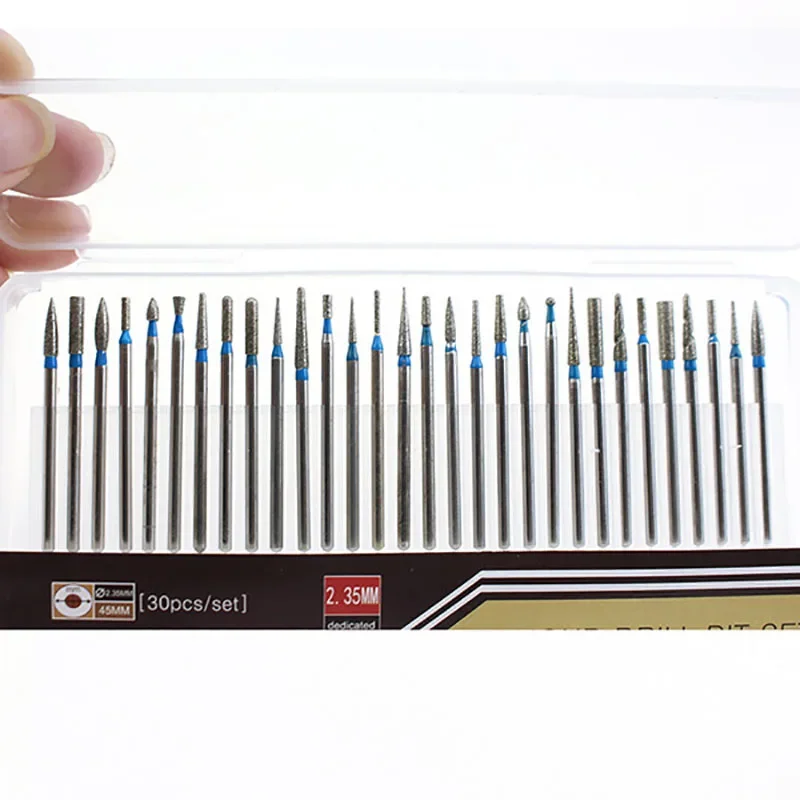 30 قطعة عدة الماس آلات تقطيع كربيد مسمار لقمة ثقب مجموعة للطلاء الكهربائية آلة أظافر إزالة البشرة التنغستن