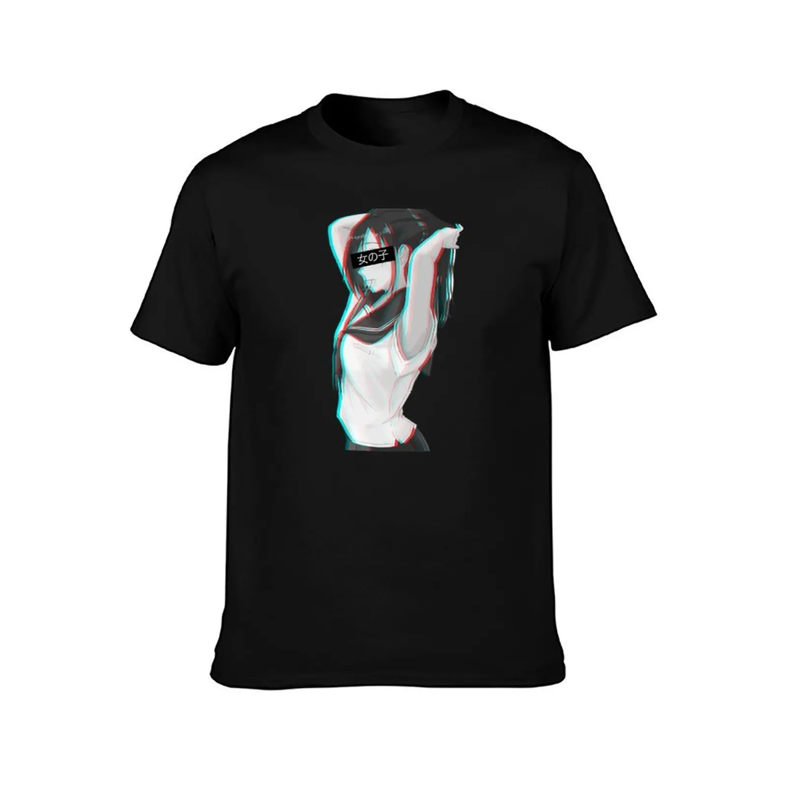 Anime Glitch Girl #4 White T-Shirt Basic Comfort Fit T-Shirt for Men