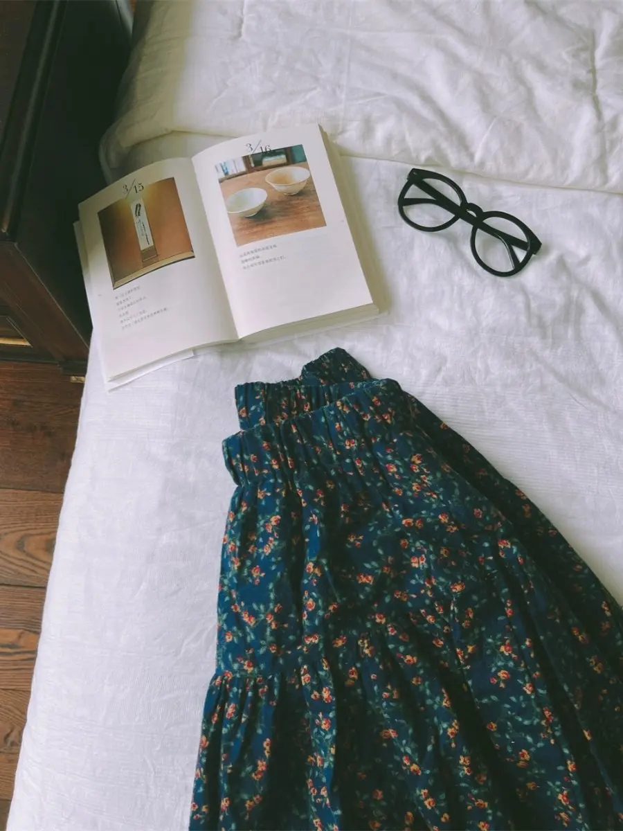 

High Waist Elastic Waist Floral f Skirt Versatile Summer Commute A-Line Skirt Stand Fit Print Fabric Ci Walk