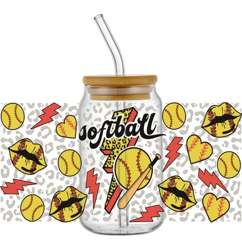 

Baseball Softball Mom 3D Pattern Cup Sticker UV DTF Transfer Sticker Waterproof Transfer Sticker 16 oz Glass Cup Wrapping Paper