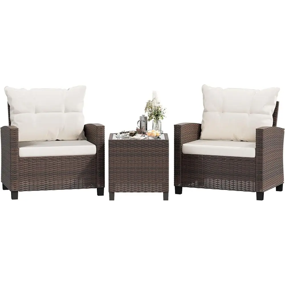 

3 Pieces Patio urniture Set 3 Pieces PE Rattan Wicker Chairs with Table Outdoor urniture or Backyard/Garden/Poolside/Outdoor Res