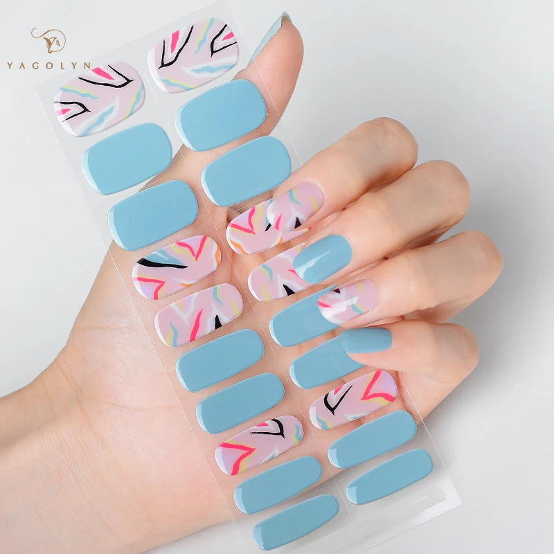 20 Tips Semi-Cured Gel Nail Strips Stickers Semi-Gebakken Pers Op Nagels Stickers Volledige Cover Uv Led Lamp Voor Nagels Nodig Nagel Bedels