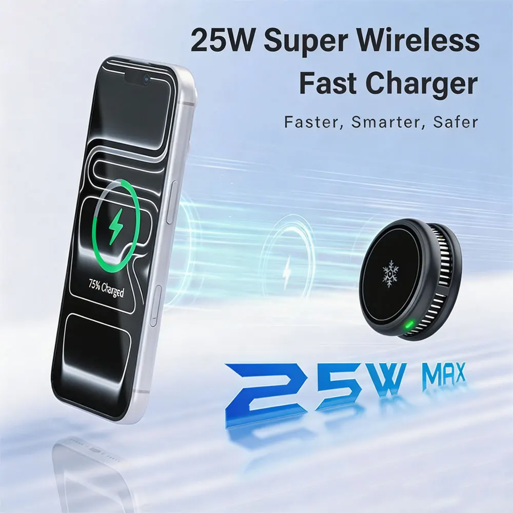25W Magnetisches Schnellladegerät + Halbleiter-Kühlung Kabelloses Ladegerät für Gaming/Wohnen Überhitzung Reduzieren für iPhone 17~12 Pro Max – Detail 3