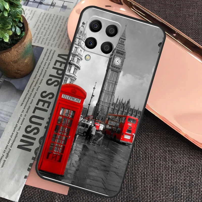 London Red Bus Big Ben Coque pour Samsung Galaxy, M32, M31, M12, M52, M13, M33, M53, M11, M51, M15, M55, M14, M34, M54, M20, M30s