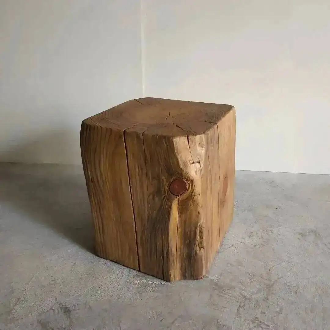 Side Decor Wood Table Home Vintage Combination Light Luxury Hotel Villa Stump Vase Display Stand Terrace Casual Coffee Table