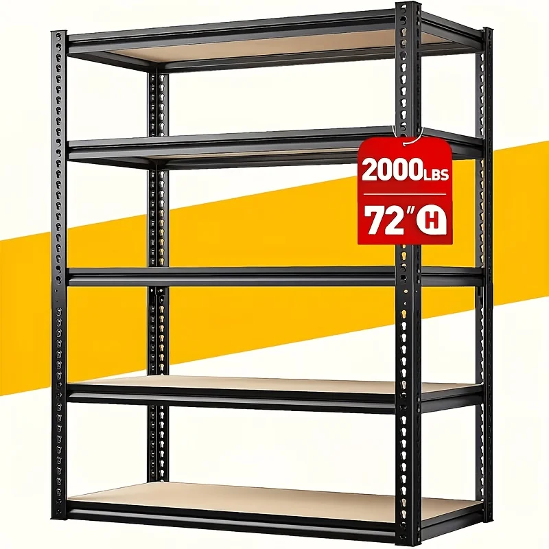 

[Adjustable Height] 72 Inch Heavy-Duty Metal Storage Rack 1pc, With A Load-Bearing Capacity Of 400 Pounds Per Layer, Adjustable Height, Easy Assembly For Independent Garage, Warehouse, Home, Office Shelves - Industrial Style Sorting Rack, Utility Shelves