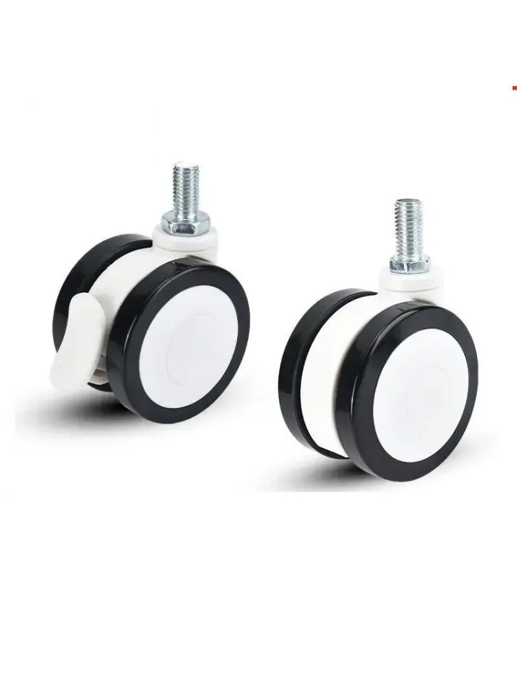 (5 Packs) 3-inch Medical PVC Silent Double-Piece Casters with Brakes for Equipment Carts Home Or Screw Casters