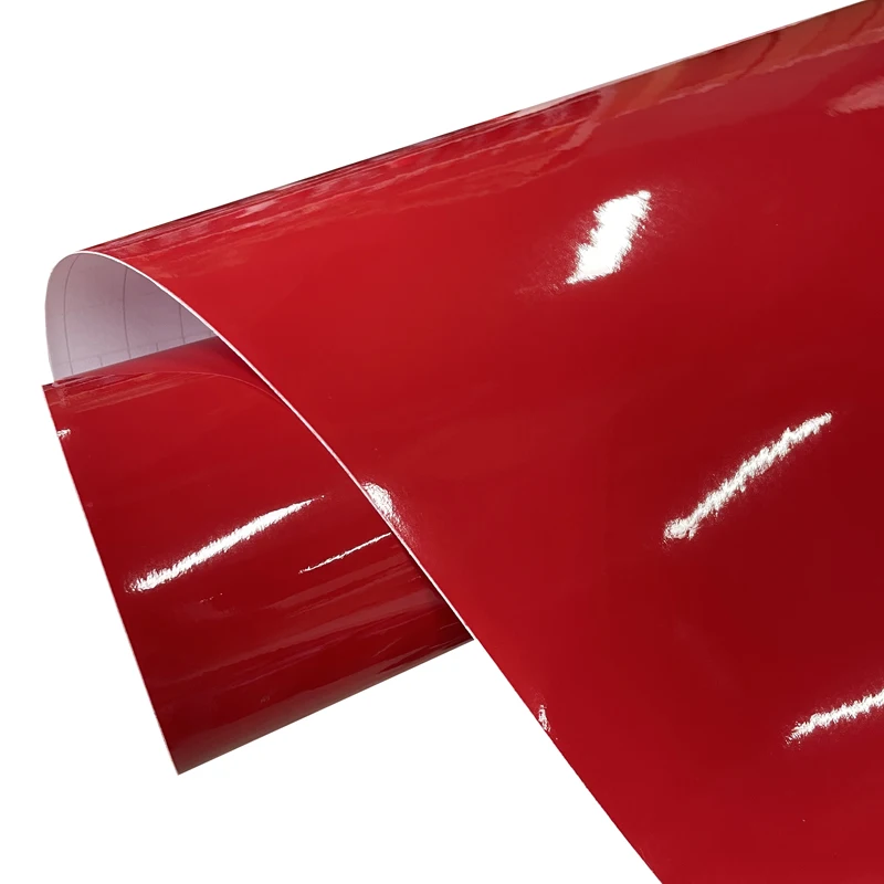 Premium glänzende rote Vinyl-Wickelrolle mit Luftverschluss zum Selbermachen, selbstklebender Aufkleber, Kfz-Autoverpackungsfolie
