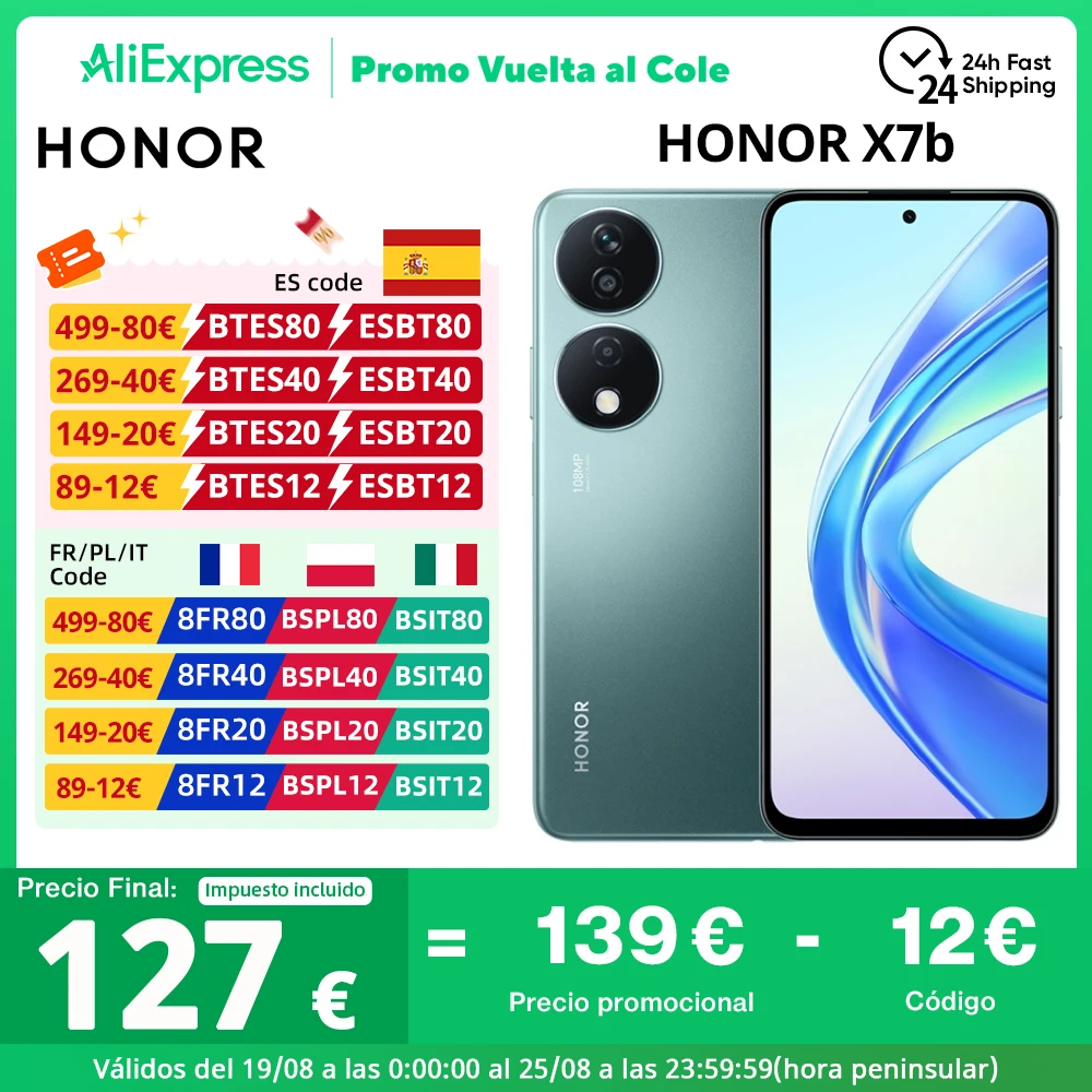 Versión Global HONOR X7b 108MP Cámara principal 5330mAh Bateria Qualcomm Snapdragon 680 6.8inches FHD+ Pantalla Grande Teléfono Inteligente