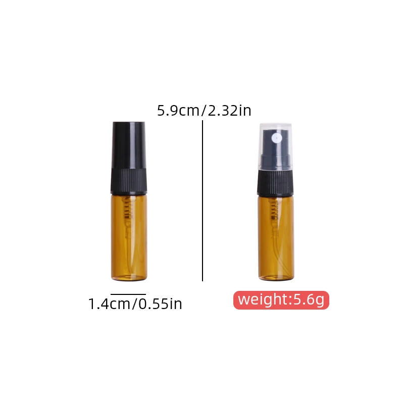Hot sale 50/batch 3ml brown glass perfume bottle cologne essential oil ultra fine mist spray bottle mini travel essential
